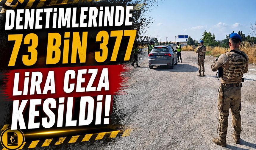 JANDARMA DENETİMLERİNDE 73 BİN 377 LİRA CEZA KESİLDİ