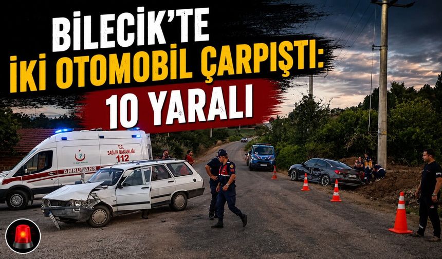 İKİ OTOMOBİL ÇARPIŞTI: 10 YARALI