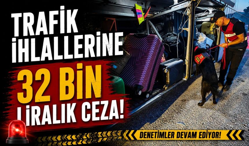 TRAFİK İHLALLERİNE 32 BİN LİRALIK CEZA