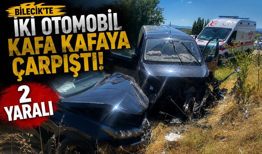 İKİ OTOMOBİL KAFA KAFAYA ÇARPIŞTI: 2 YARALI
