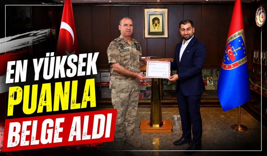 BİLECİK İL JANDARMA EĞİTİM KOMUTANLIĞI EN YÜKSEK PUANLA BELGE ALDI