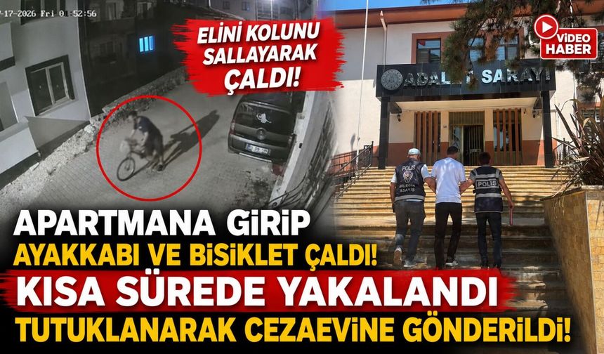 APARTMANA GİRİP ELİNİ KOLUNU SALLAYARAK AYAKKABI VE BİSİKLET ÇALDI