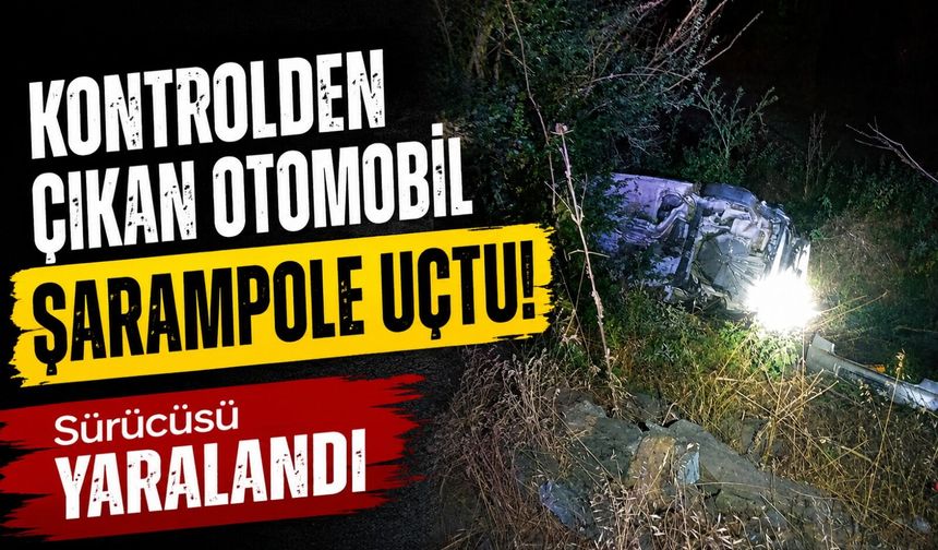 KONTROLDEN ÇIKAN OTOMOBİL ŞARAMPOLE UÇTU, SÜRÜCÜSÜ YARALANDI