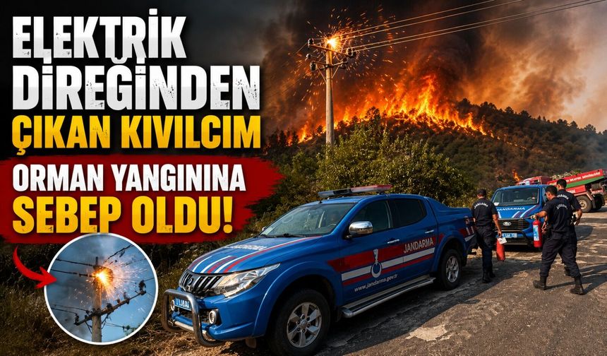 ELEKTRİK DİREĞİNDEN ÇIKAN KIVILCIM ORMAN YANGININA SEBEP OLDU