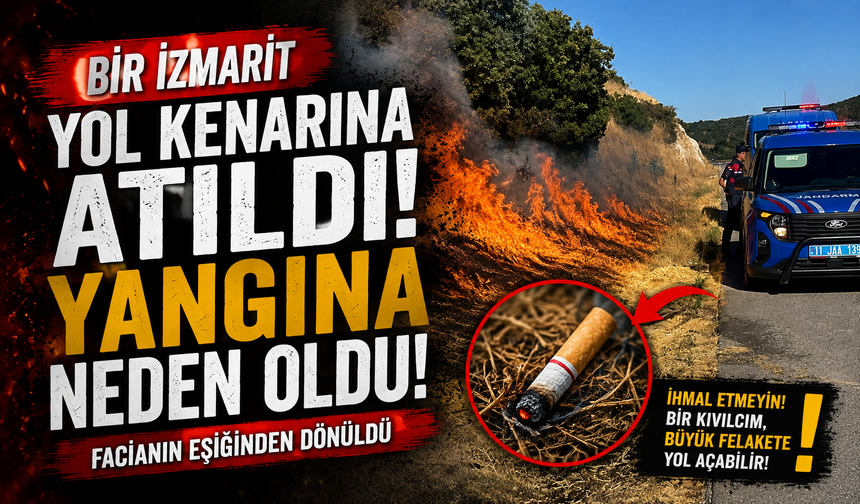 YOL KENARINA ATILAN SİGARA İZMARİTİ YANGINA NEDEN OLDU