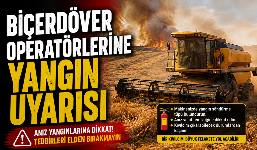 BİÇERDÖVER OPERATÖRLERİNE YANGIN UYARISI