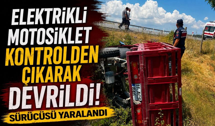 ELEKTRİKLİ MOTOSİKLET KONTROLDEN ÇIKARAK DEVRİLDİ, SÜRÜCÜSÜ YARALANDI