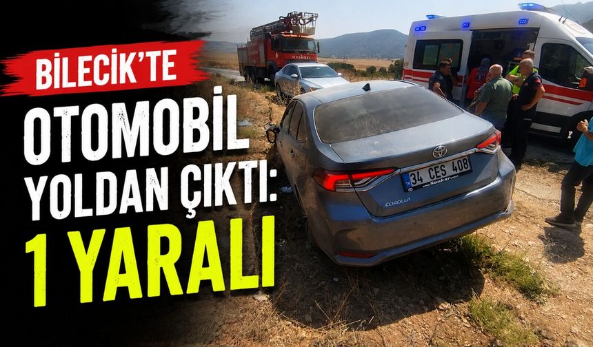 BİLECİK'TE OTOMOBİL YOLDAN ÇIKTI: 1 YARALI