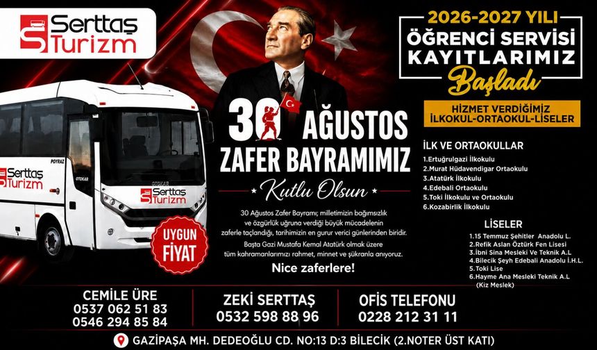SERTTAŞ TURİZM 30 AĞUSTOS MESAJI
