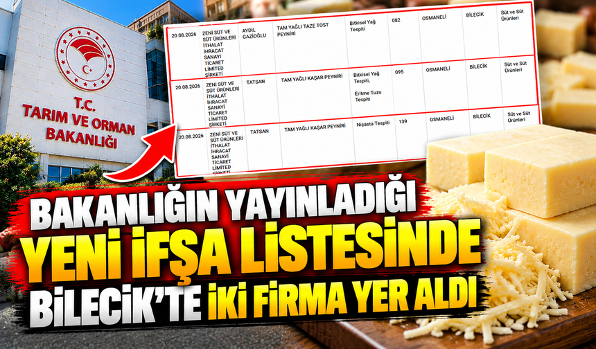 BAKANLIĞI YAYINLADIĞI YENİ İFŞA LİSTESİNDE BİLECİK'TE İKİ FİRMA YER ALDI