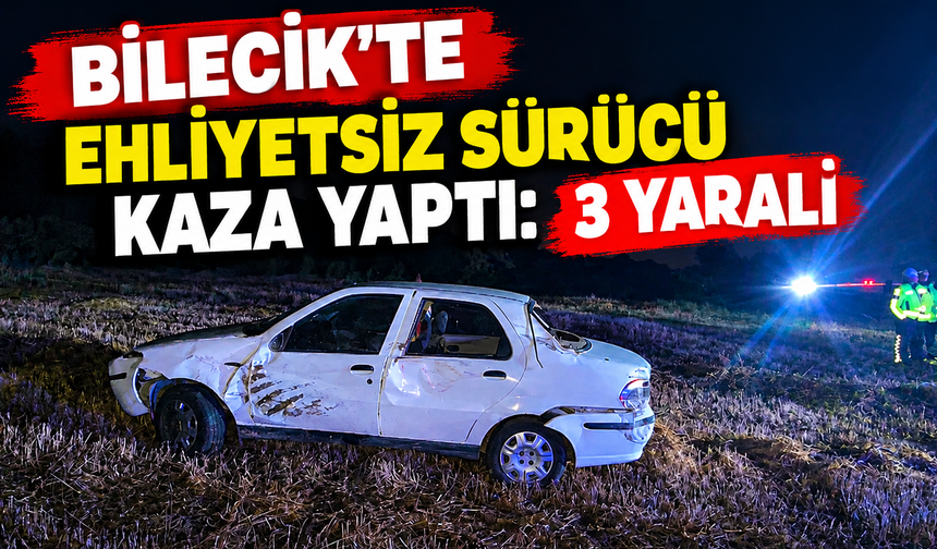 BİLECİK'TE EHLİYETSİZ SÜRÜCÜ KAZA YAPTI: 3 YARALI