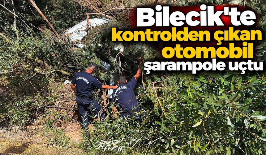 KONTROLDEN ÇIKAN OTOMOBİL ŞARAMPOLE UÇTU
