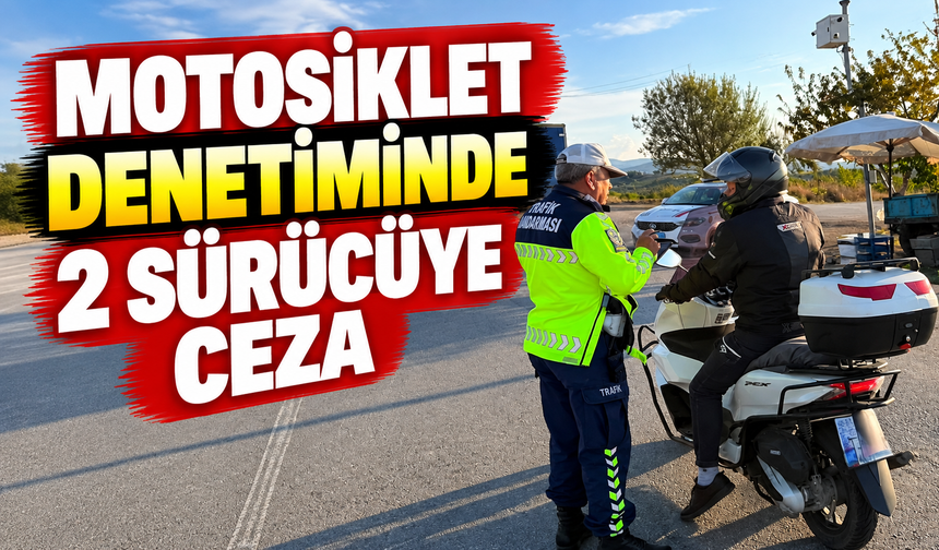 MOTOSİKLET DENETİMİNDE 2 SÜRÜCÜYE CEZA