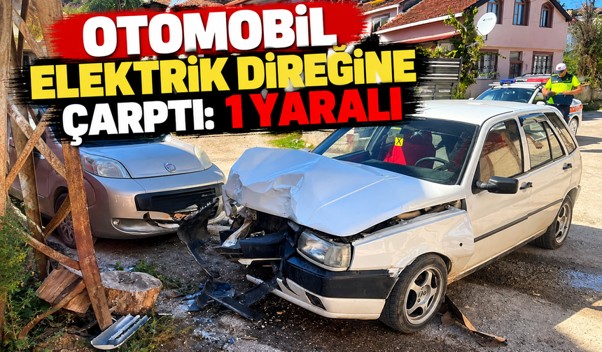 BİLECİK'TE OTOMOBİL ELEKTRİK DİREĞİNE ÇARPTI: 1 YARALI