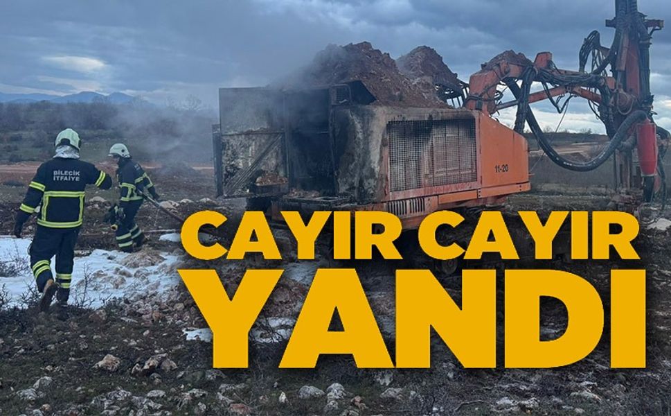 SONDAJ ÇALIŞMASI YAPAN ARAÇ CAYIR CAYIR YANDI