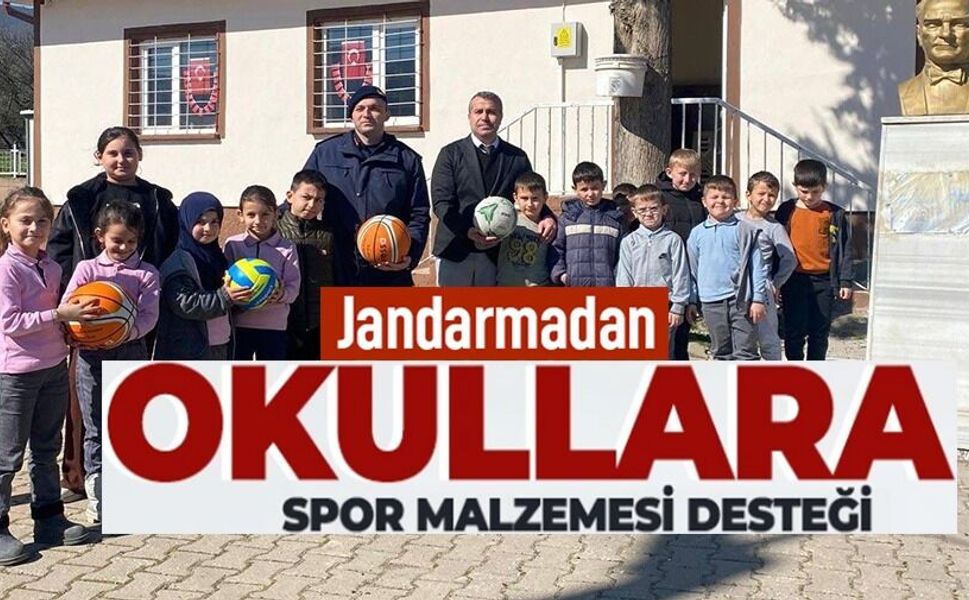JANDARMADAN ÖĞRENCİLERE SPOR MALZEMESİ DESTEĞİ