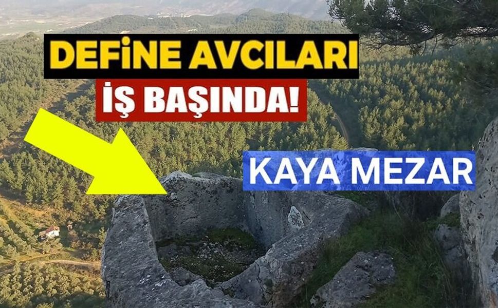 KAYA MEZARA DEFİNECİLER TARAFINDAN ZARAR VERİLDİ