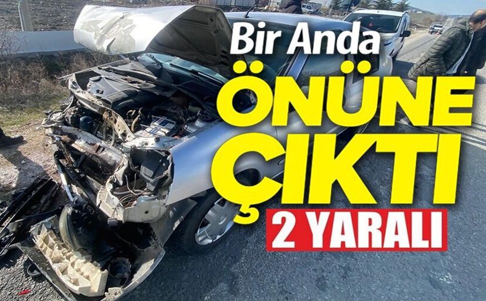 YOL ÜZERİNDEKİ KALAS PARÇASI KAZAYA SEBEP OLDU, 2 YARALI