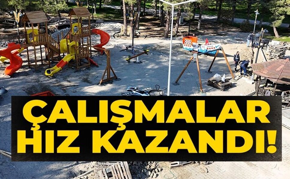 ERTUĞRULGAZİ TÜRBESİ İÇERİSİNDEKİ PARK ALANINDA ÇALIŞMALAR HIZ KAZANDI