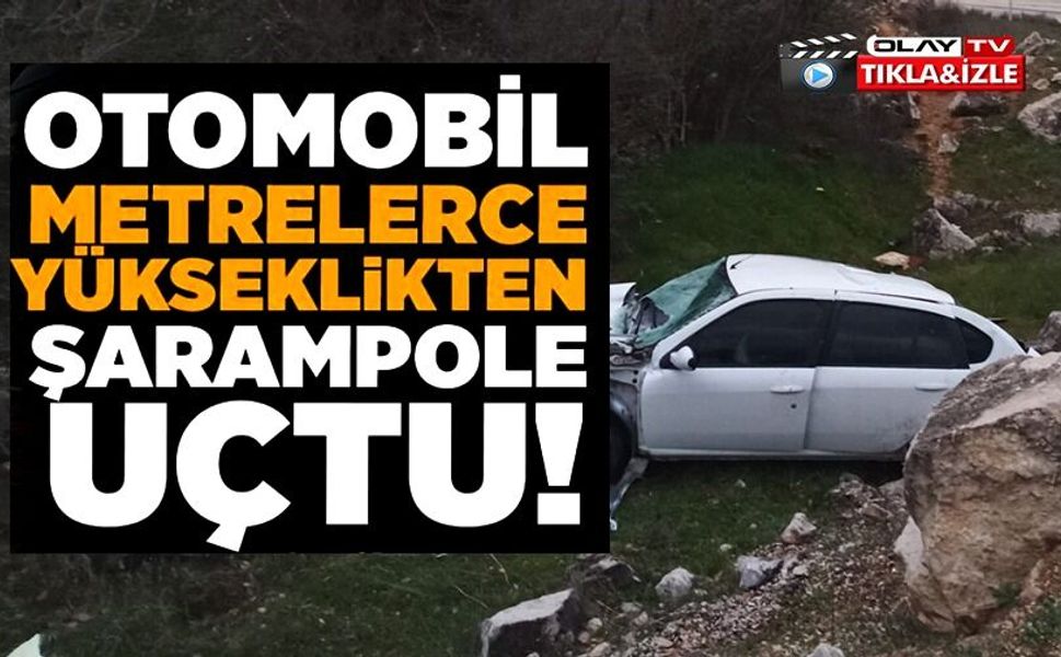KONTROLDEN ÇIKAN OTOMOBİL ŞARAMPOLE UÇTU, SÜRÜCÜSÜ YARALANDI
