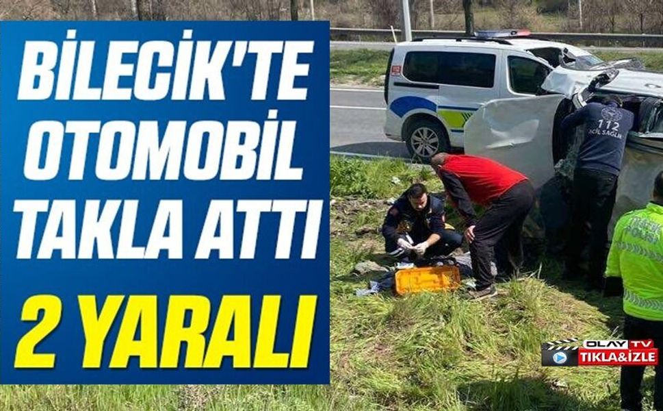 OTOMOBİL DEVRİLDİ: 2 KİŞİ YARALANDI
