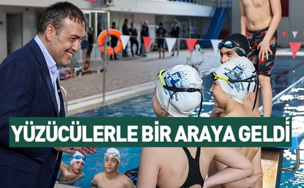 VALİ SÖZER KAPALI YÜZME HAVUZUNDA SPORCULARLA BİR ARAYA GELDİ