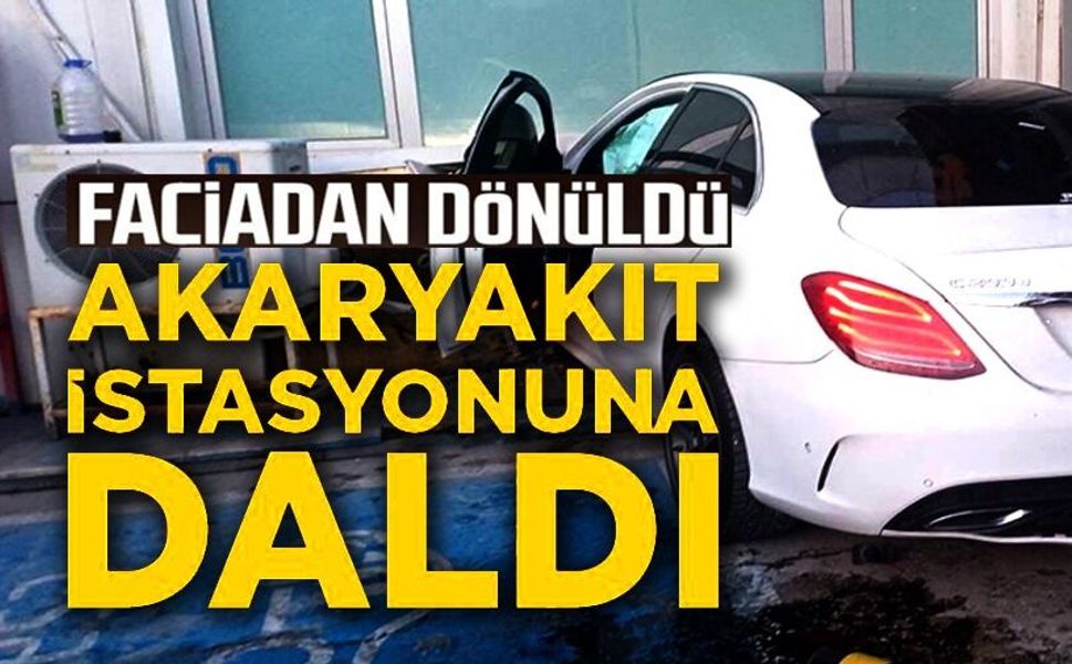 KONTROLDEN ÇIKAN OTOMOBİL PETROL OFİSİNE DALDI: 1 YARALI
