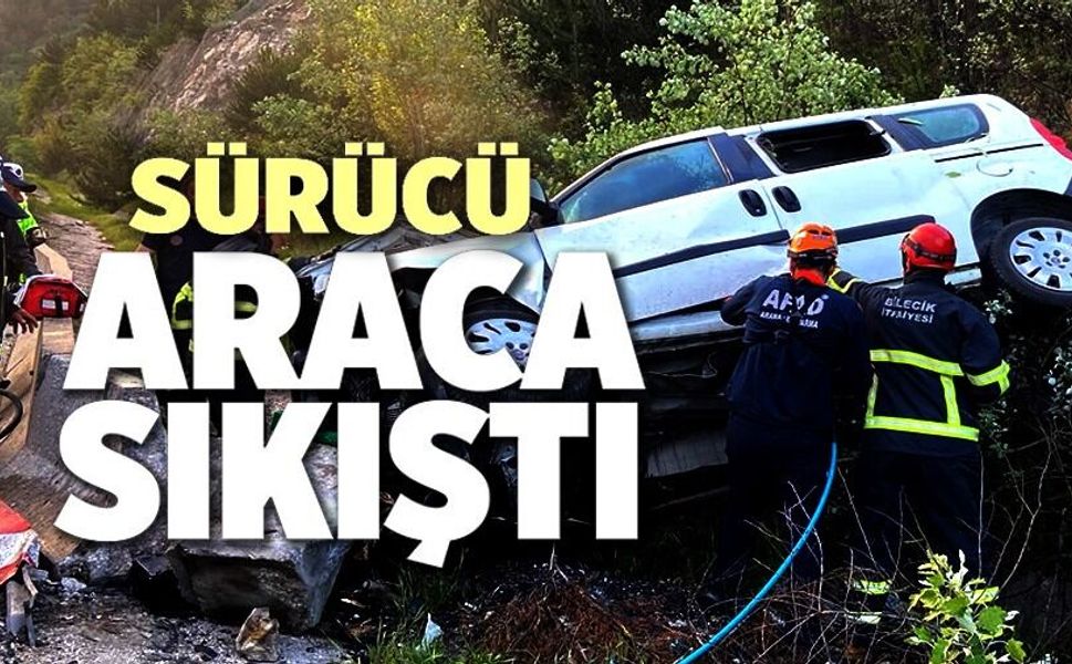 KAMYONET ŞARAMPOLE UÇTU, ARAÇTA SIKIŞAN SÜRÜCÜ KURTARILDI