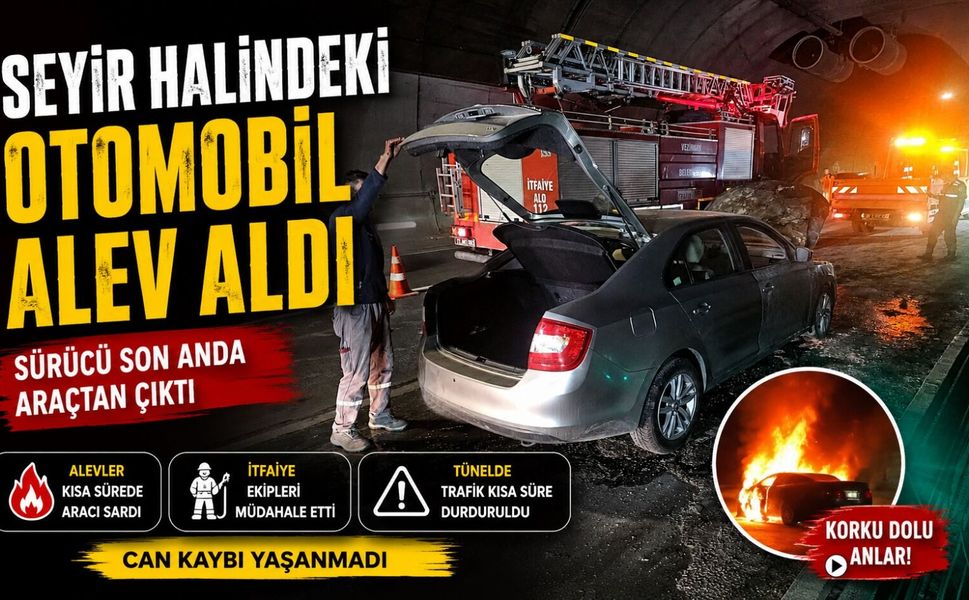 SEYİR HALİNDEKİ OTOMOBİL ALEV ALDI