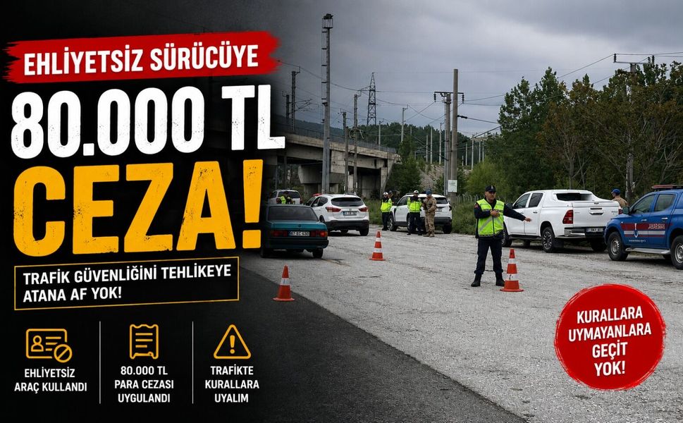 EHLİYETSİZ SÜRÜCÜYE BAYRAM DENETİMİNDE 80 BİN TL CEZA